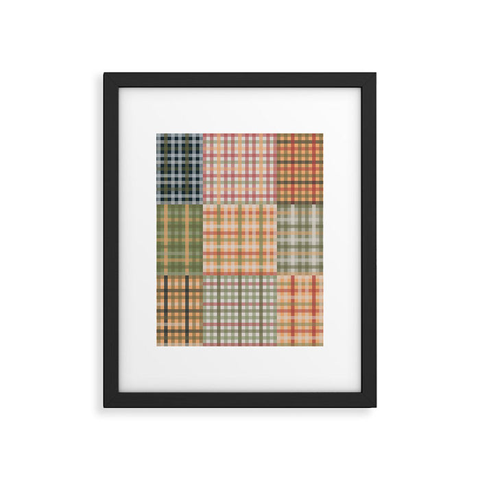 Gingham Patchwork Eclectic Autumn Plaid Pattern Framed Art Print Gallery Image 1