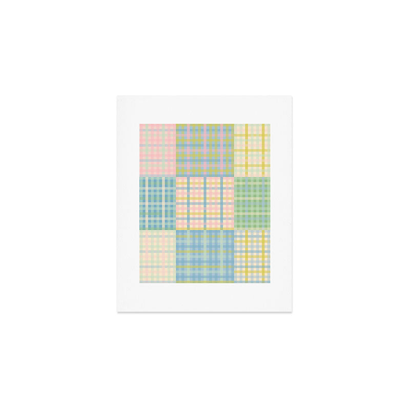 Gingham Patchwork Pastel Checkered Pattern Art Print Gallery Image 1