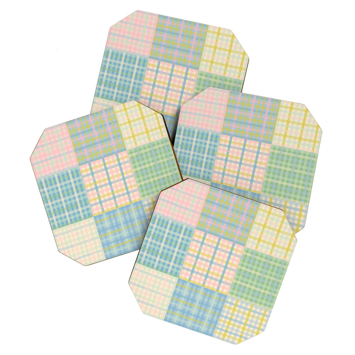 Gingham Patchwork Pastel Checkered Pattern Coaster Gallery Image 1