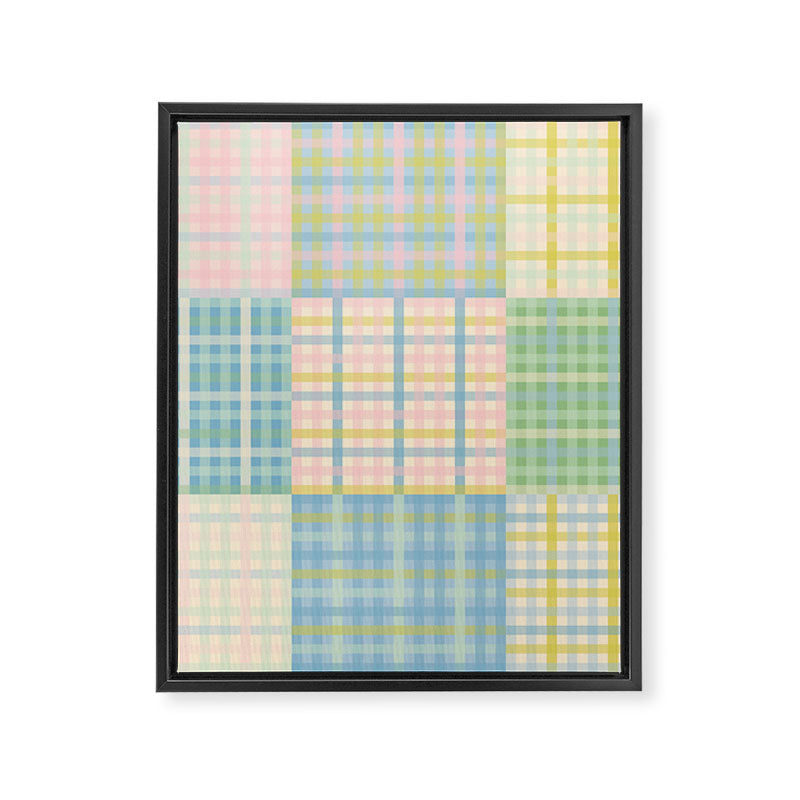 Gingham Patchwork Pastel Checkered Pattern Framed Canvas Print Gallery Image 8