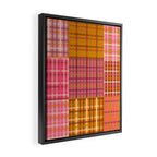 Gingham Patchwork Retro Plaid Check Pattern Pink Orange Moss Framed Canvas Print Gallery Image 2
