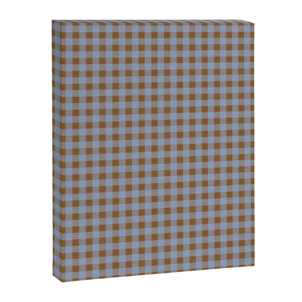 Gingham Plaid Check Pattern in Brown and Blue Canvas Print Gallery Image 6