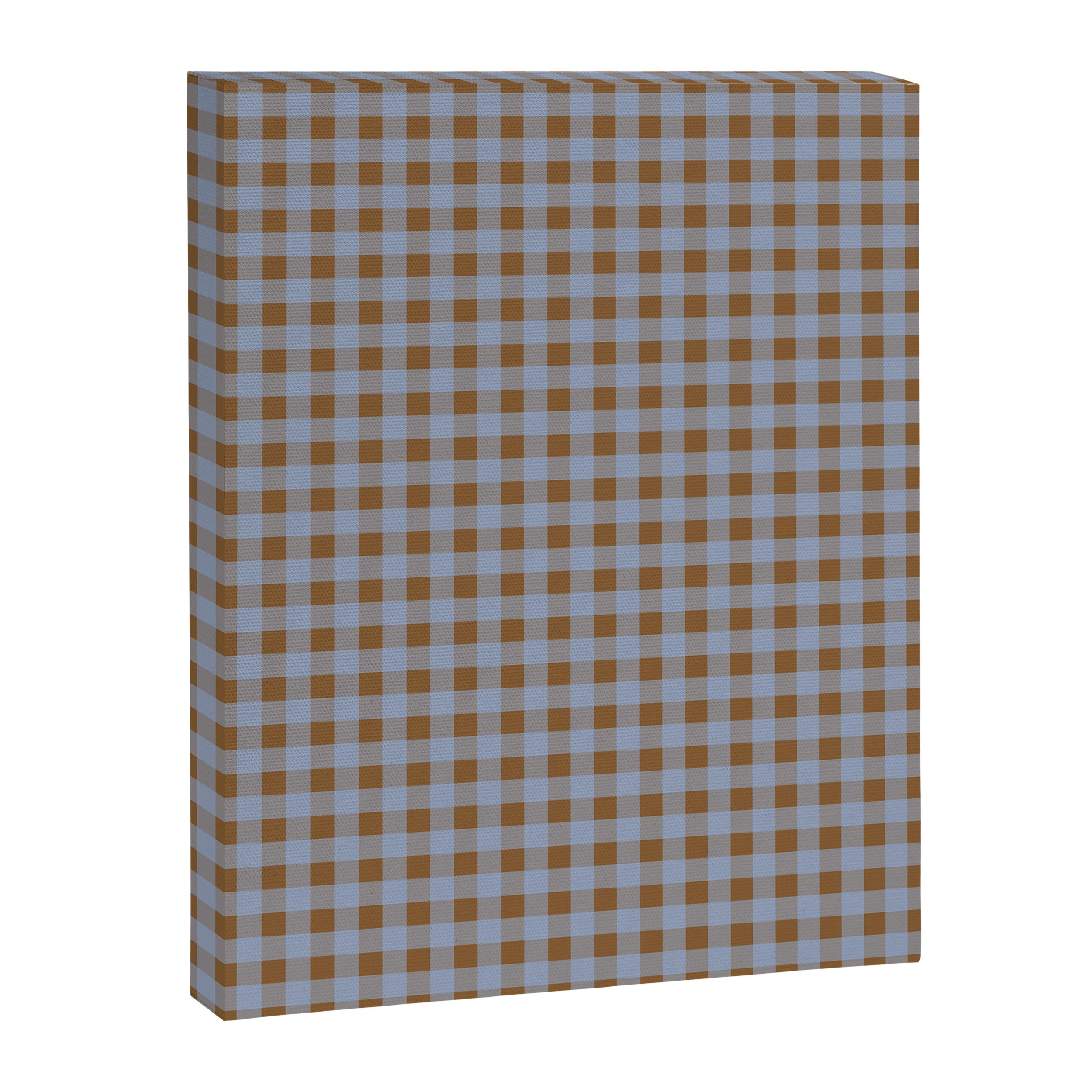 Gingham Plaid Check Pattern in Brown and Blue Canvas Print Gallery Image 6