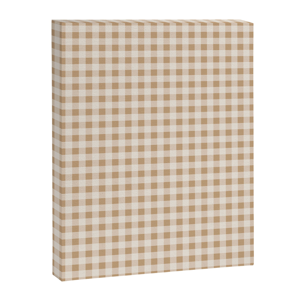 Gingham Plaid Check Pattern in Neutral Warm Camel Tan Beige Canvas Print Gallery Image 6
