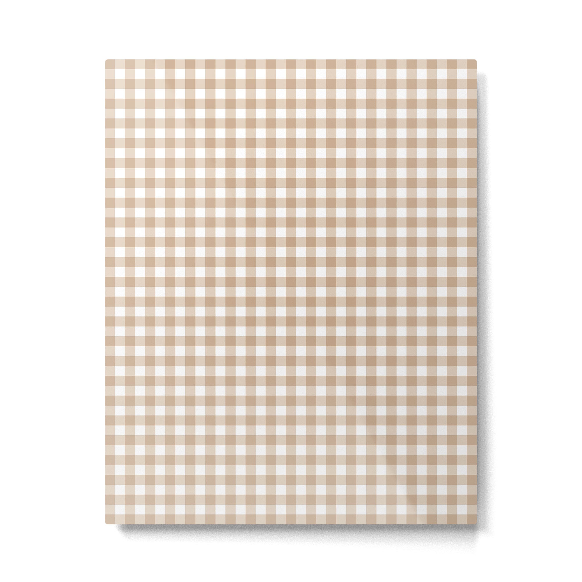 Gingham Plaid Checkered Cottage Pattern in Neutral Light Tan and White Metal Print Gallery Image 4