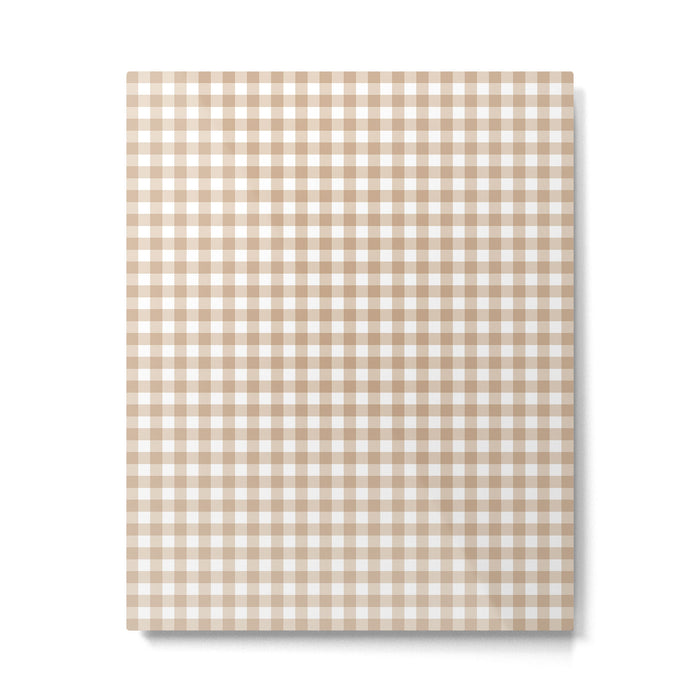 Gingham Plaid Checkered Cottage Pattern in Neutral Light Tan and White Metal Print Gallery Image 1