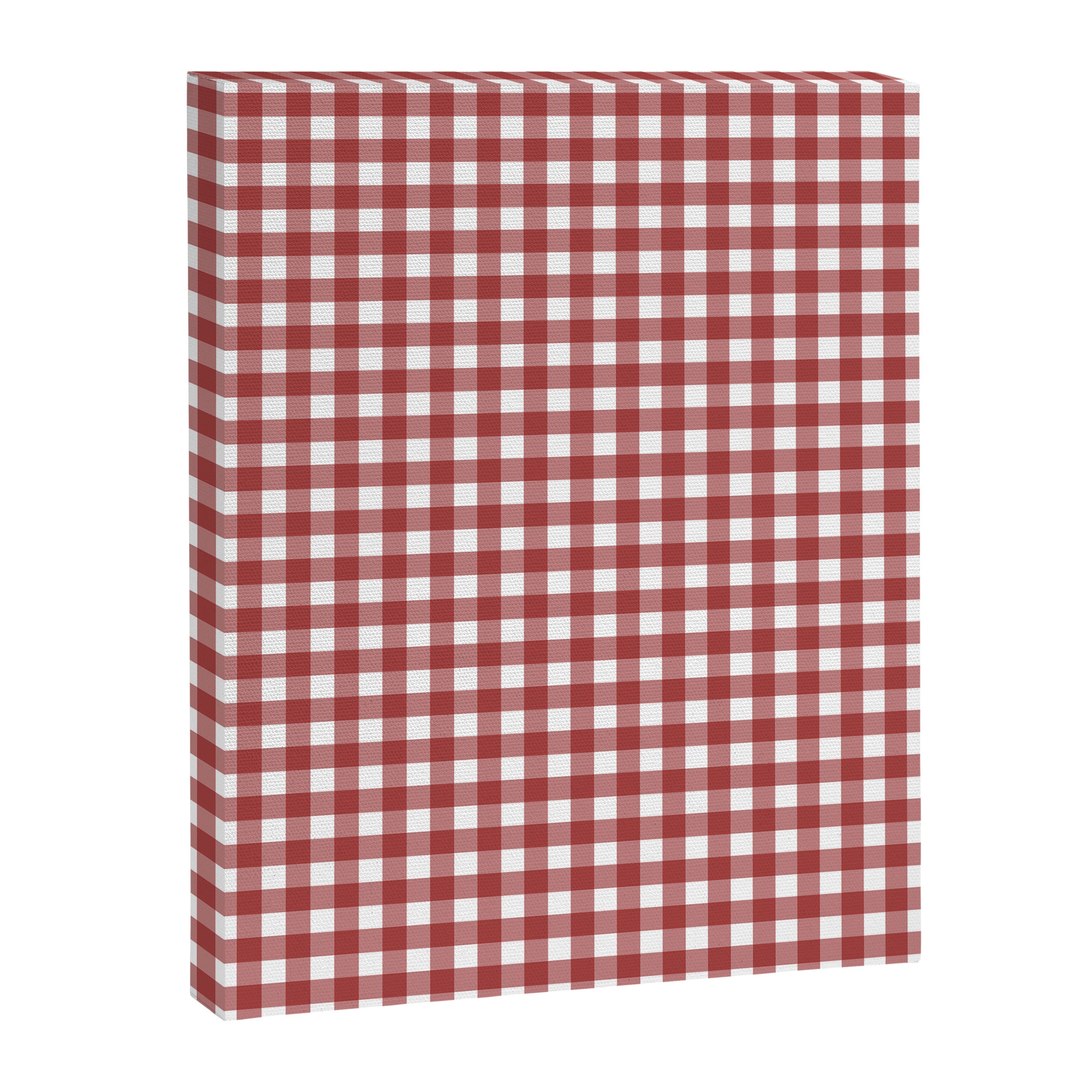 Gingham Plaid Checkered Pattern in Cherry Red and White Canvas Print Gallery Image 6