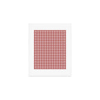 Gingham Plaid Checkered Pattern in Cherry Red and White Art Print Gallery Image 1