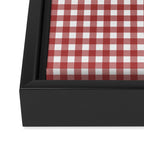 Gingham Plaid Checkered Pattern in Cherry Red and White Framed Canvas Print Gallery Image 3