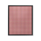 Gingham Plaid Checkered Pattern in Cherry Red and White Framed Canvas Print Gallery Image 6