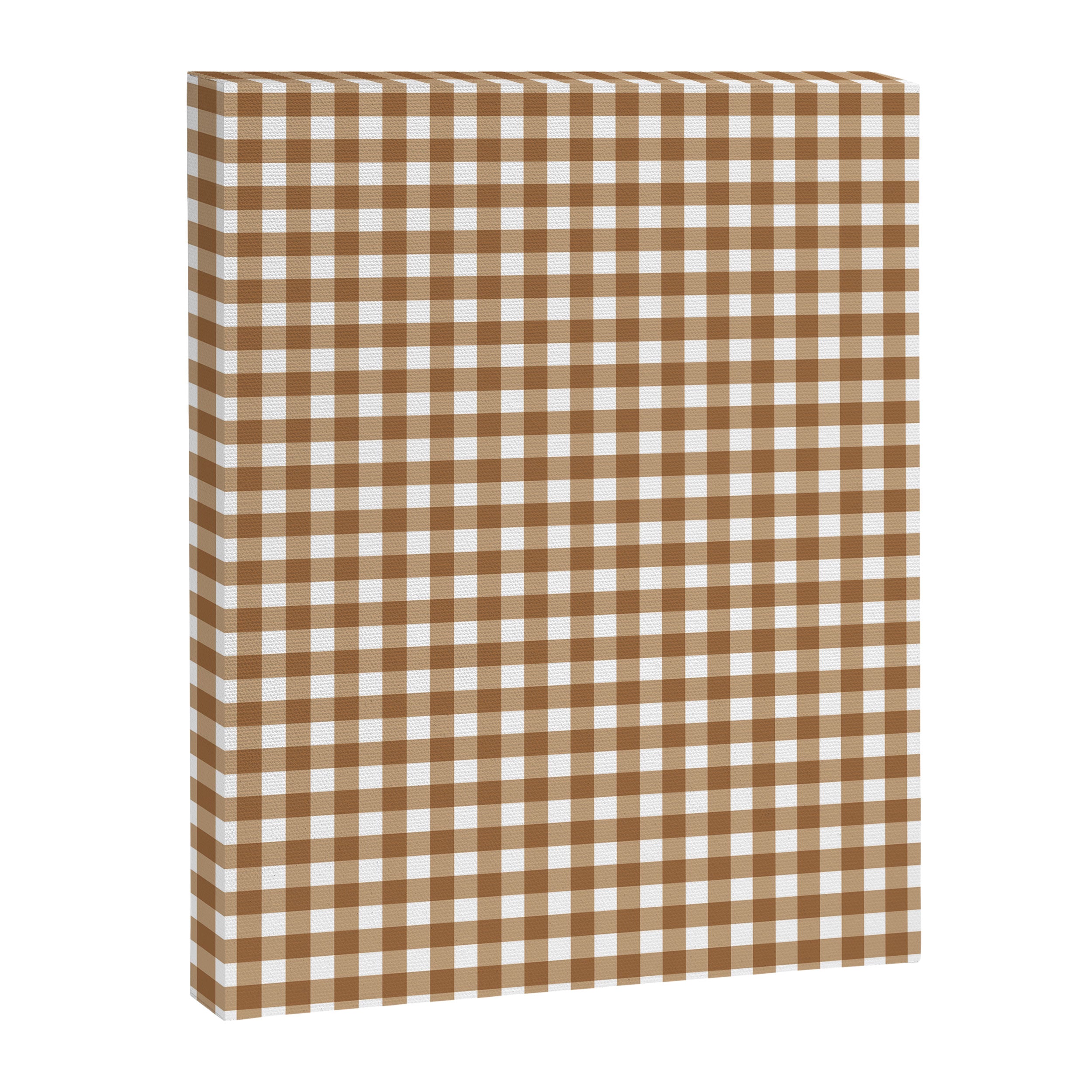 Gingham Plaid Checkered Pattern in Coffee Brown and White Canvas Print Gallery Image 6