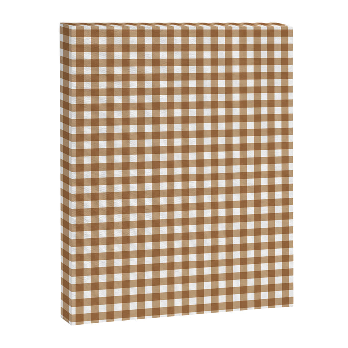 Gingham Plaid Checkered Pattern in Coffee Brown and White Canvas Print Gallery Image 1