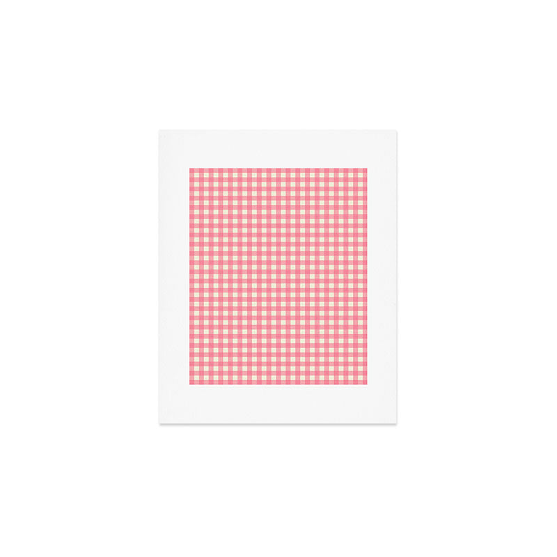 Gingham Plaid Checkered Pattern Pretty Pink and Cream Art Print Gallery Image 1