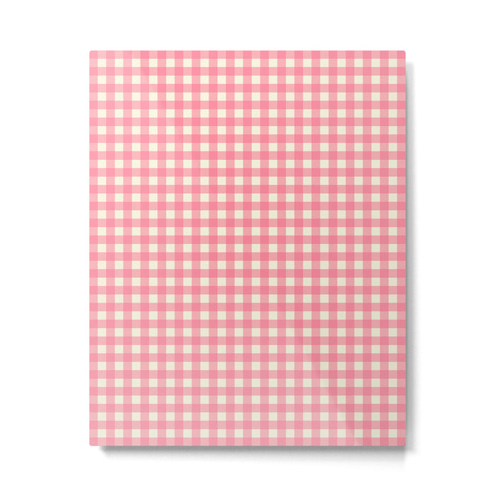 Gingham Plaid Checkered Pattern Pretty Pink and Cream Metal Print Gallery Image 1
