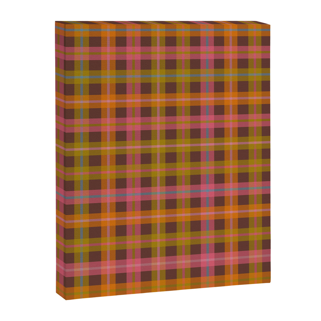 Gingham Plaid Eclectic Check Pattern on Brown Canvas Print Gallery Image 8
