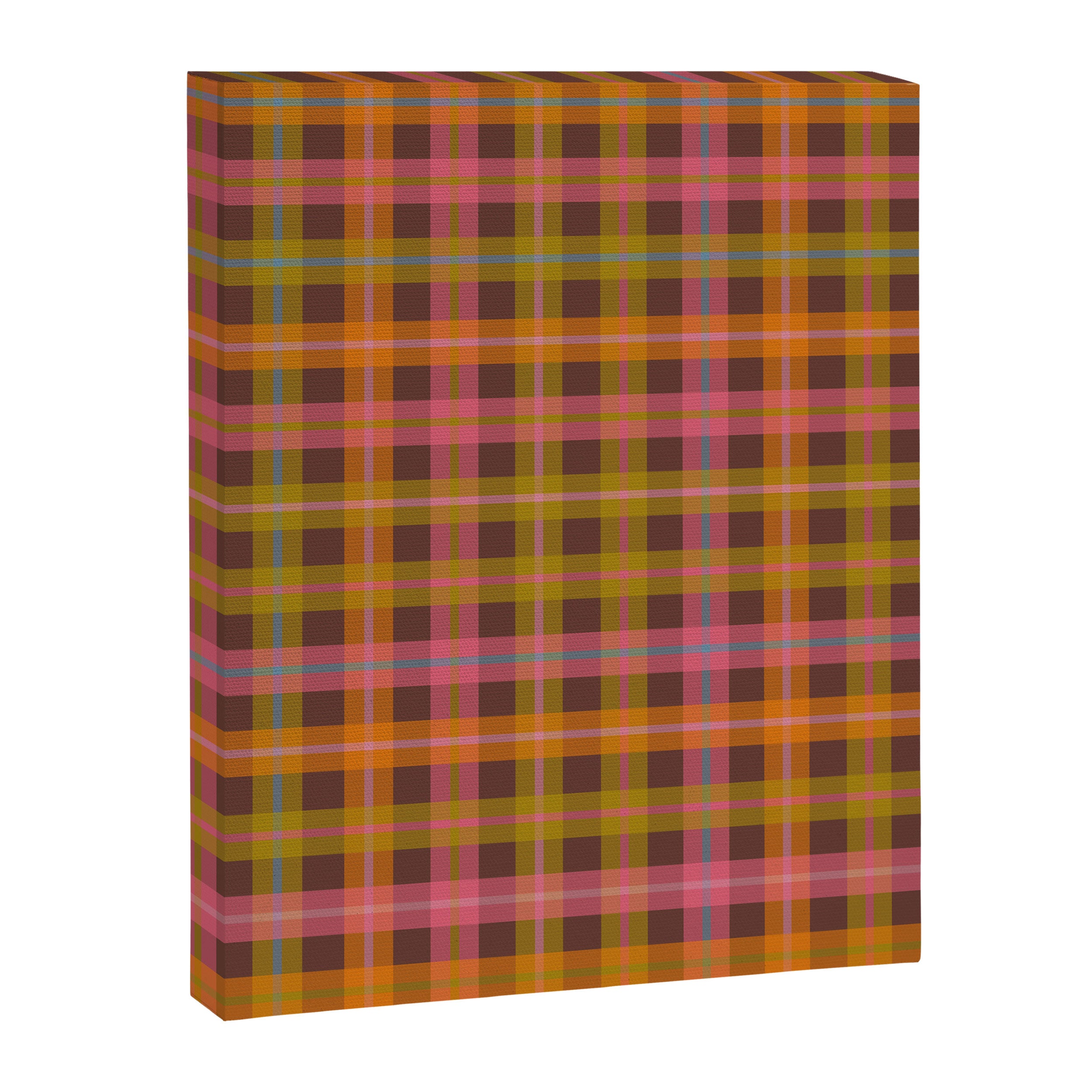 Gingham Plaid Eclectic Check Pattern on Brown Canvas Print Gallery Image 8