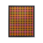 Gingham Plaid Eclectic Check Pattern on Brown Framed Canvas Print Gallery Image 8