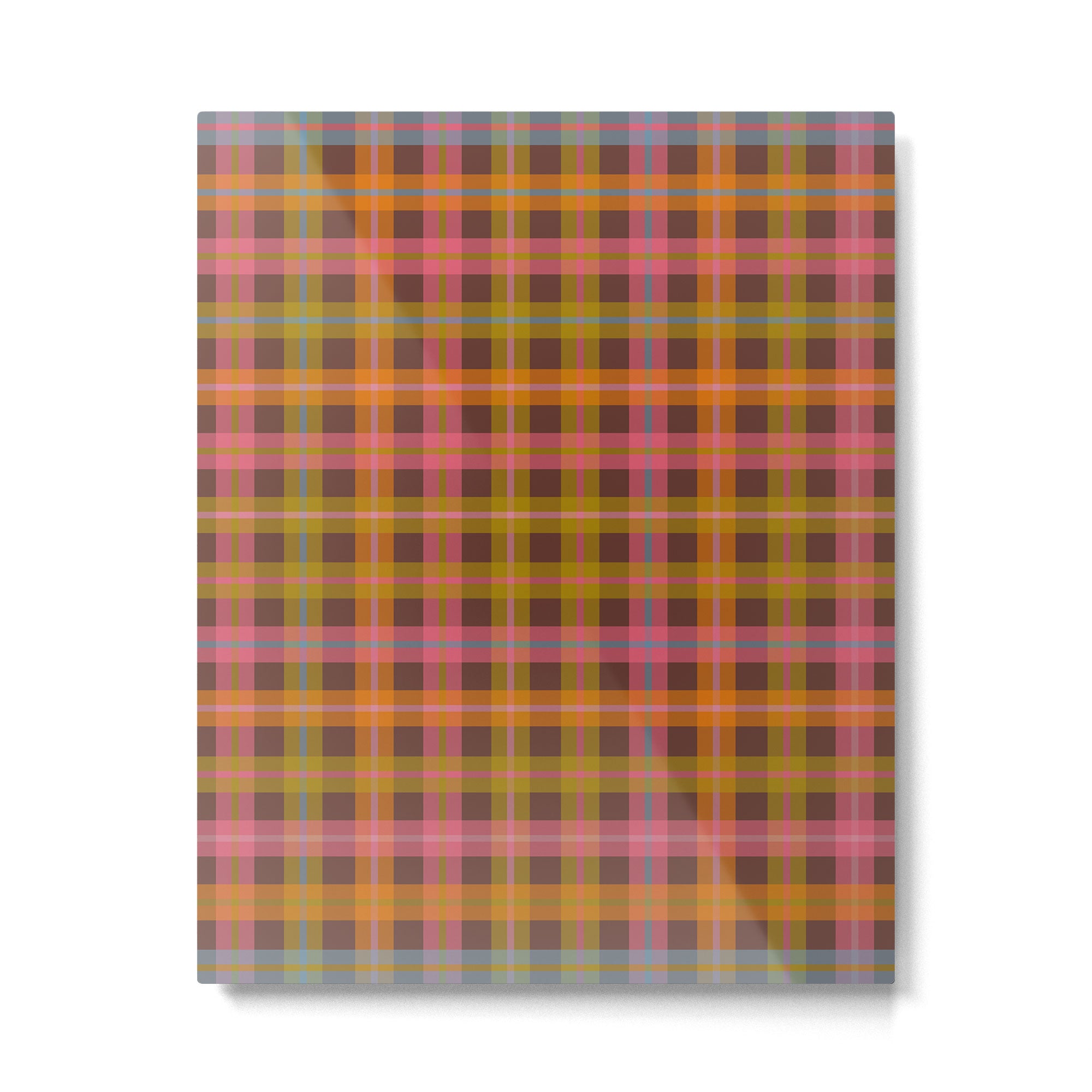 Gingham Plaid Eclectic Check Pattern on Brown Metal Print Gallery Image 6