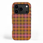 Gingham Plaid Eclectic Check Pattern on Brown iPhone Case Gallery Image 1
