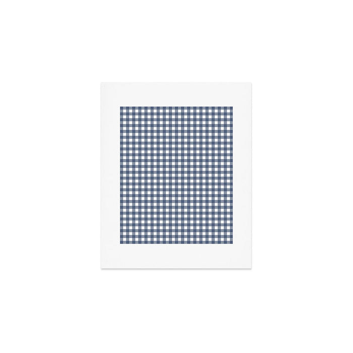 Gingham Plaid Pattern in Navy Blue and White Art Print Gallery Image 1