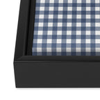 Gingham Plaid Pattern in Navy Blue and White Framed Canvas Print Gallery Image 3