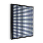 Gingham Plaid Pattern in Navy Blue and White Framed Canvas Print Gallery Image 2