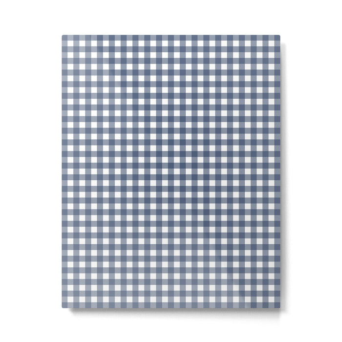 Gingham Plaid Pattern in Navy Blue and White Metal Print Gallery Image 1
