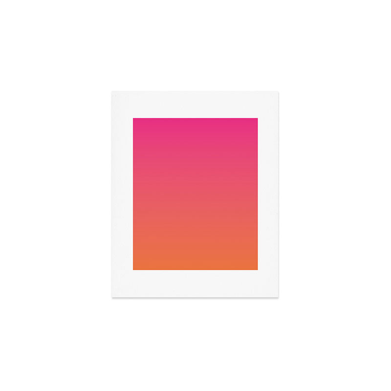 Gradient Fade Hot Pink to Orange Ombré Art Print Gallery Image 1