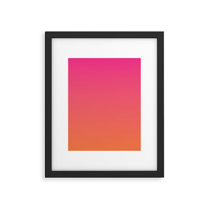 Gradient Fade Hot Pink to Orange Ombré Framed Art Print Gallery Image 1