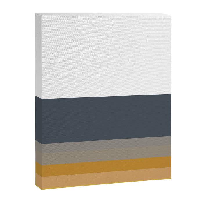 Gradient Stripes Minimalist Color Block in White, Navy Blue, Gray, and Mustard Canvas Print Gallery Image 1