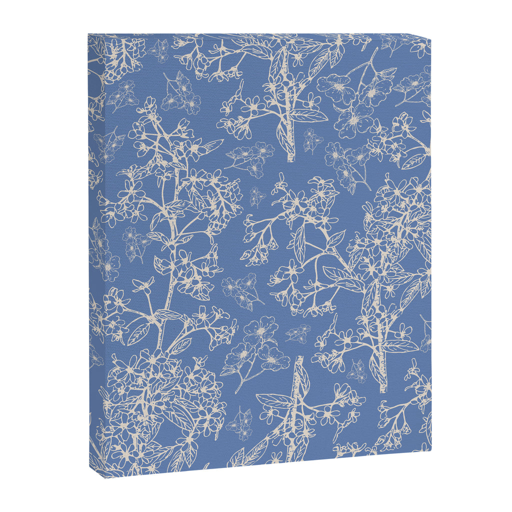 Grasmere Garden Vintage Modern Botanical Pattern Periwinkle Blue Cream Canvas Print Gallery Image 8