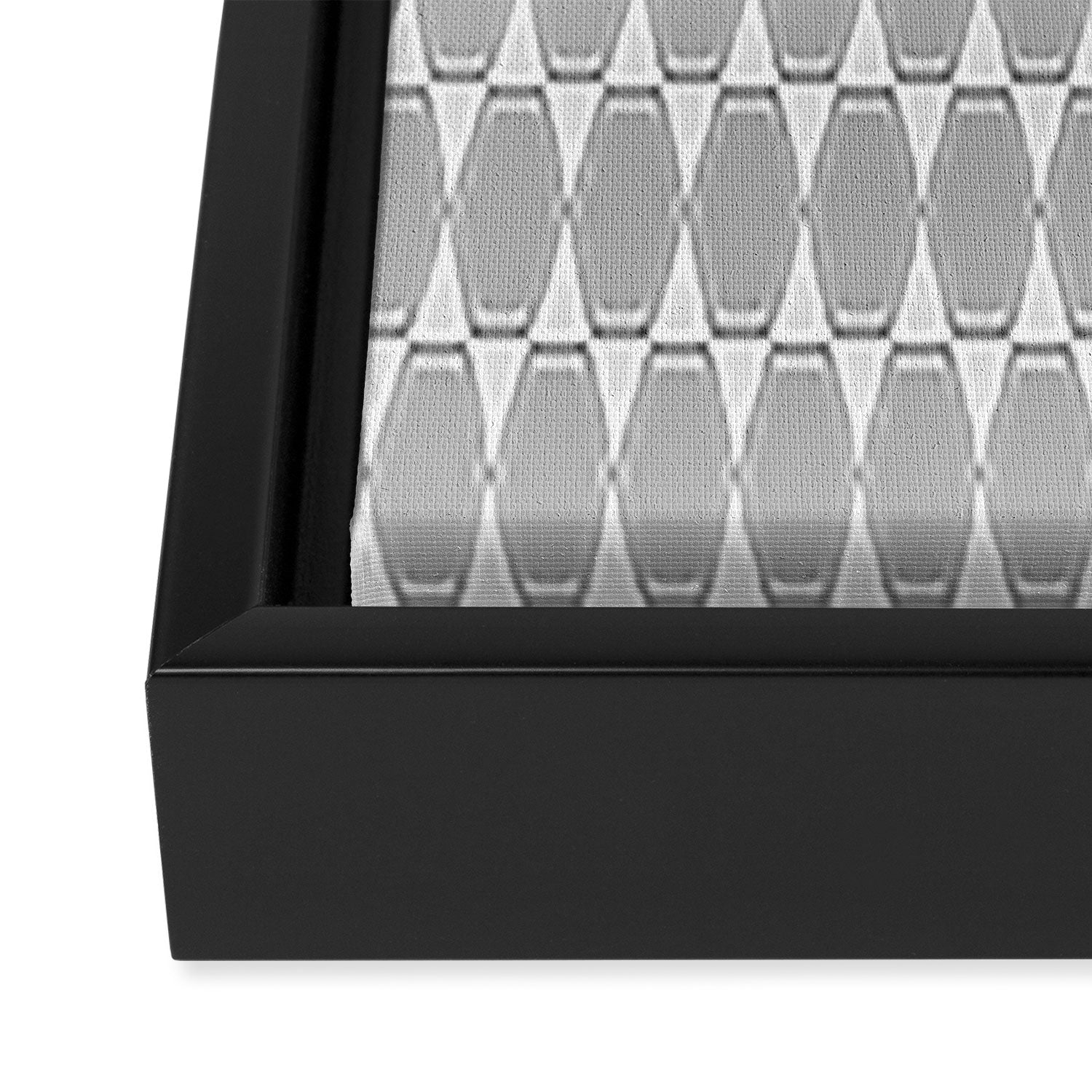 Gray Mid Century Modern Geometric Hexad Pattern Framed Canvas Print Gallery Image 3