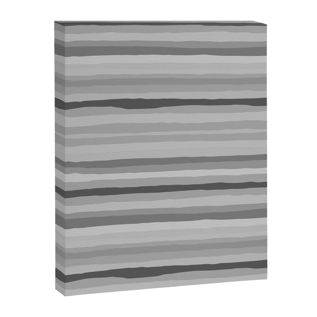 Gray Monochrome Serrate Minimal Stripes Pattern Canvas Print Gallery Image 6