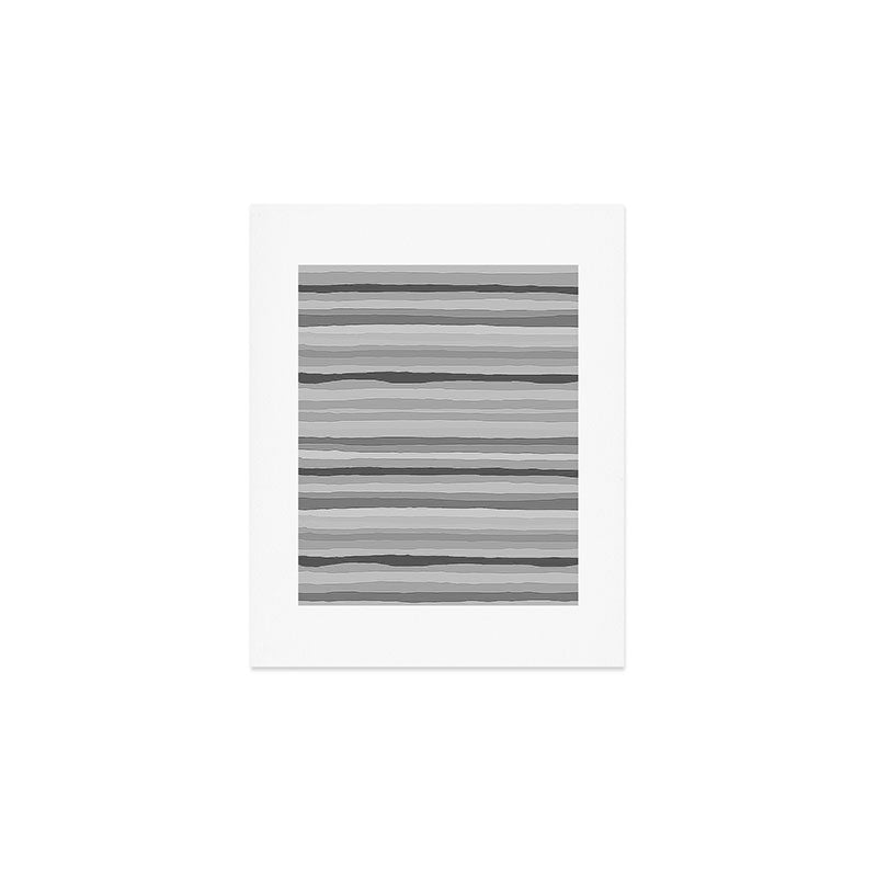 Gray Monochrome Serrate Minimal Stripes Pattern Art Print Gallery Image 1
