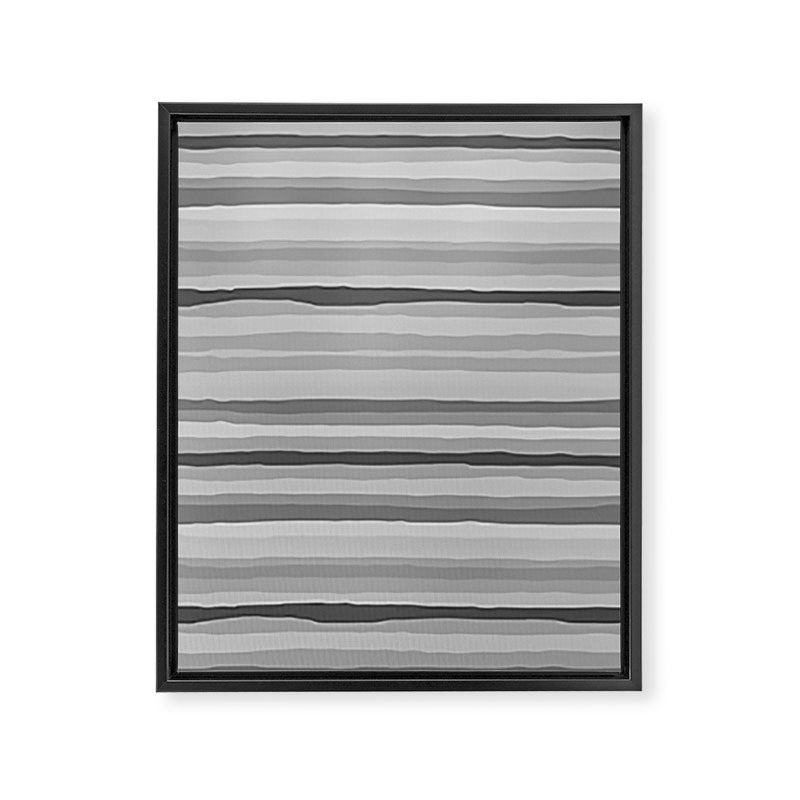 Gray Monochrome Serrate Minimal Stripes Pattern Framed Canvas Print Gallery Image 6