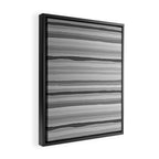 Gray Monochrome Serrate Minimal Stripes Pattern Framed Canvas Print Gallery Image 2