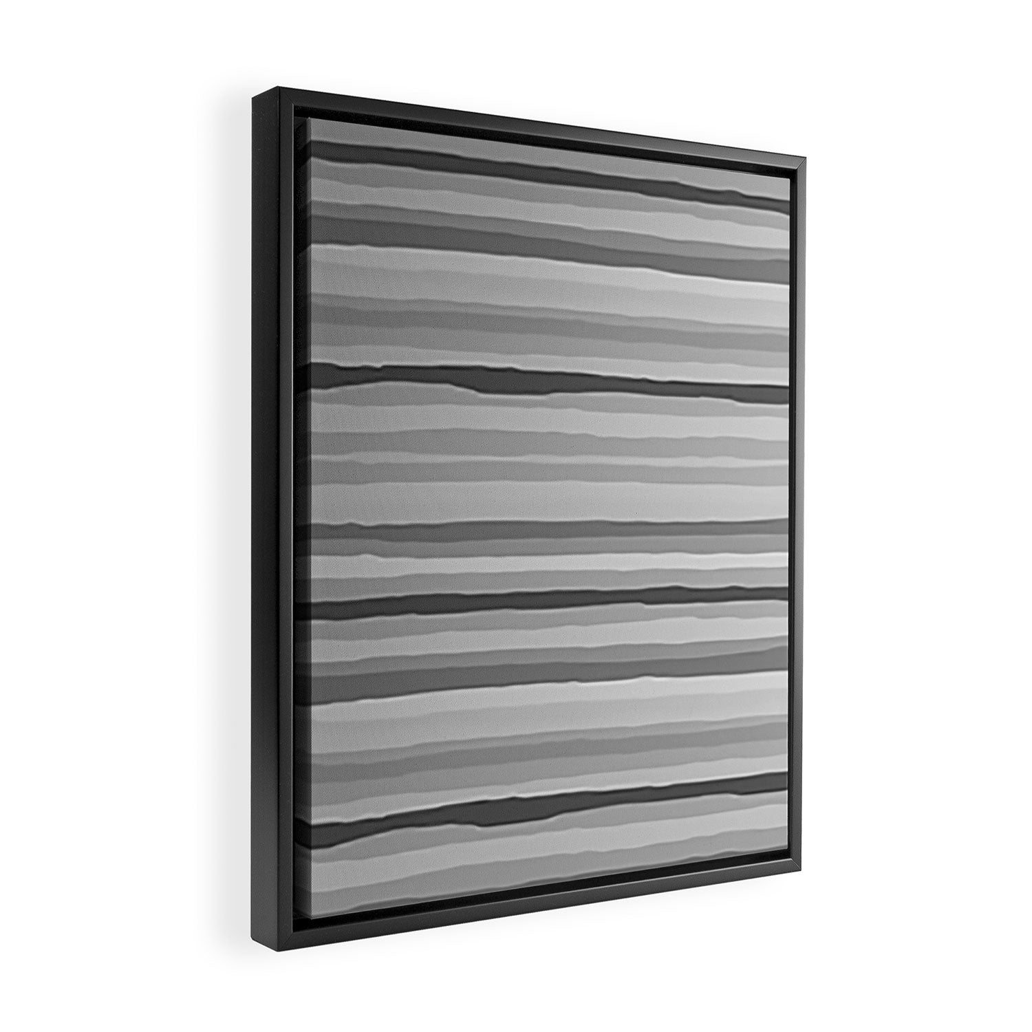Gray Monochrome Serrate Minimal Stripes Pattern Framed Canvas Print Gallery Image 2