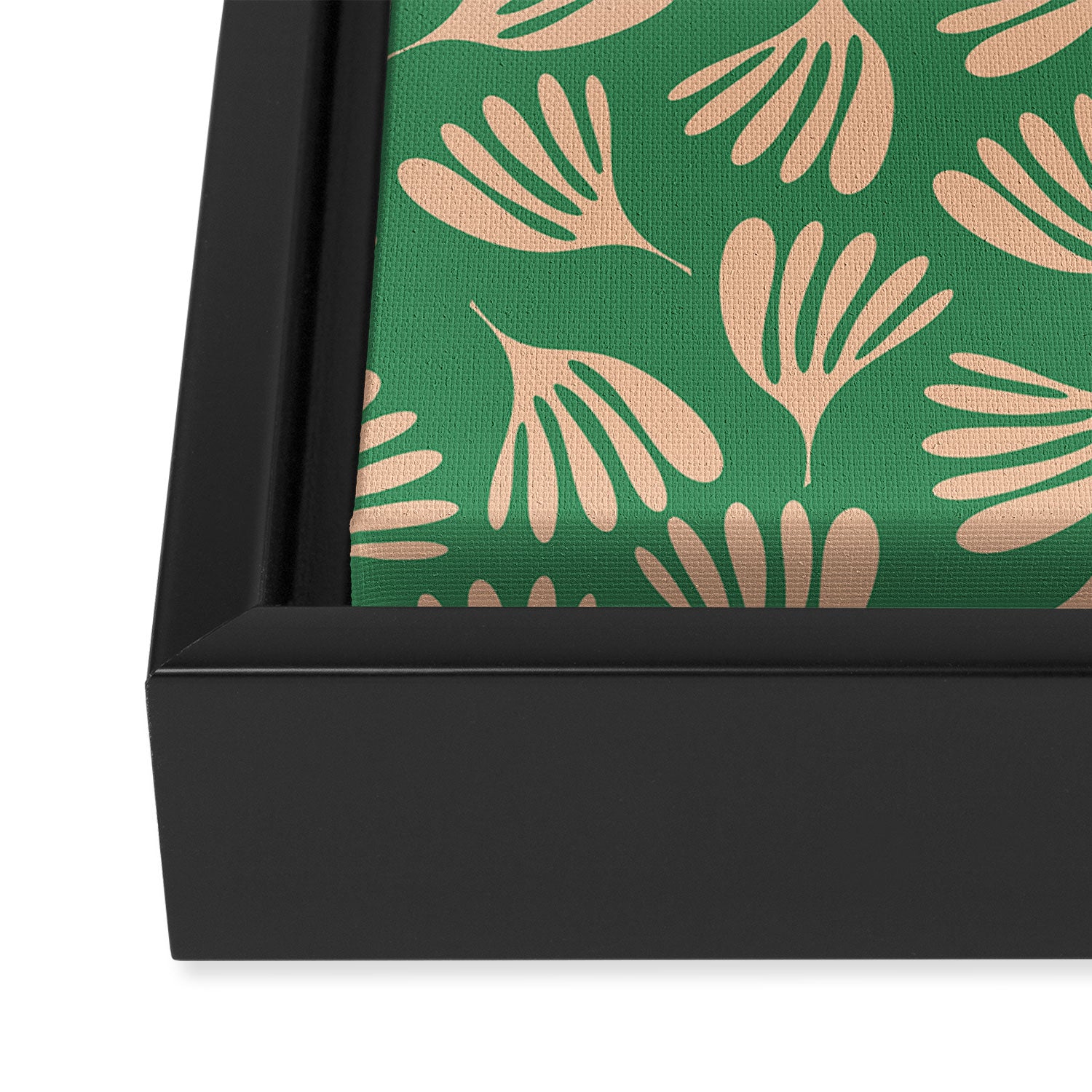 Green and Blush Wispy Leaves Contemporary Modern Pattern Framed Canvas Print Gallery Image 3