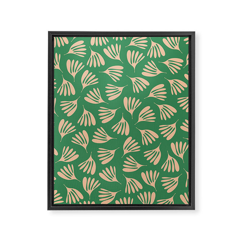 Green and Blush Wispy Leaves Contemporary Modern Pattern Framed Canvas Print Gallery Image 6