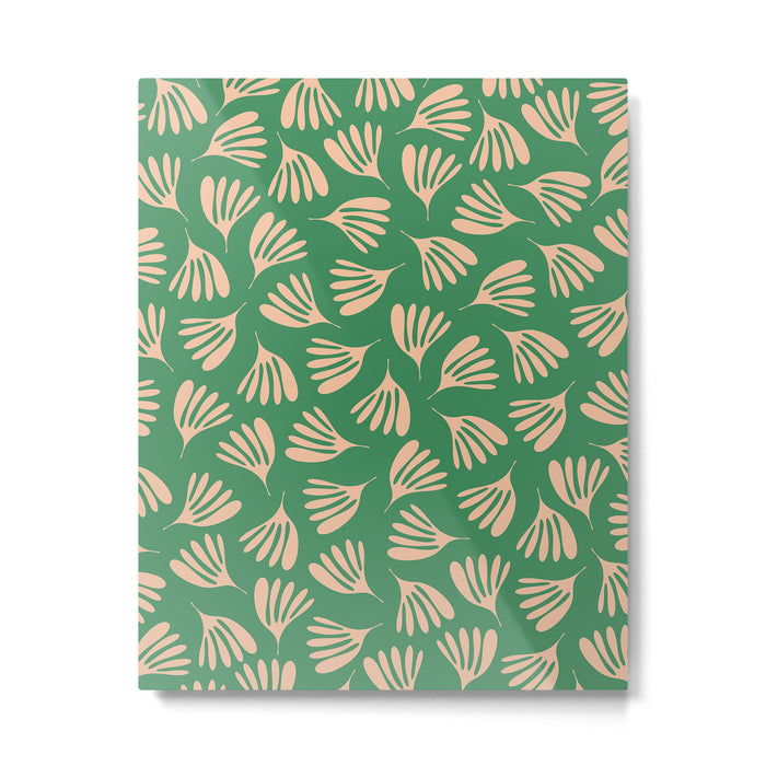 Green and Blush Wispy Leaves Contemporary Modern Pattern Metal Print Gallery Image 1