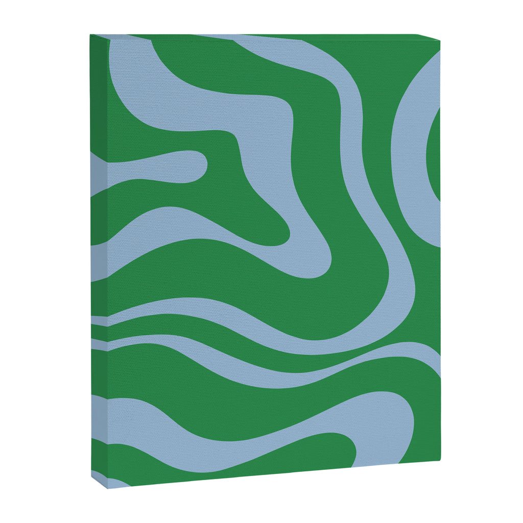 Green and Light Blue Modern Retro Liquid Swirl Abstract Pattern Canvas Print Gallery Image 8