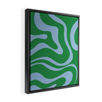 Green and Light Blue Modern Retro Liquid Swirl Abstract Pattern Framed Canvas Print Gallery Image 2