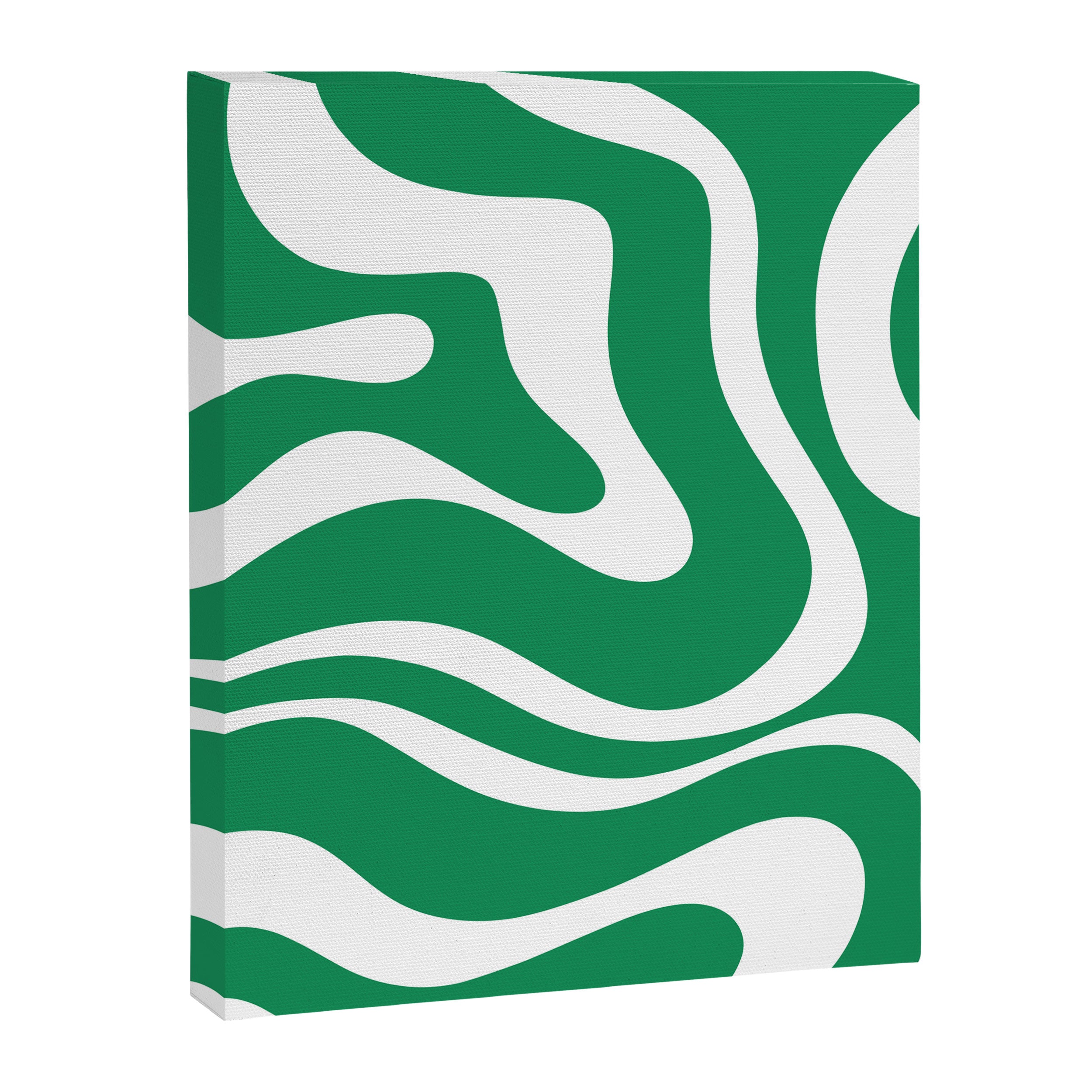 Green and White Retro Modern Liquid Swirl Abstract Pattern Canvas Print Gallery Image 8