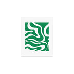 Green and White Retro Modern Liquid Swirl Abstract Pattern Art Print Gallery Image 1