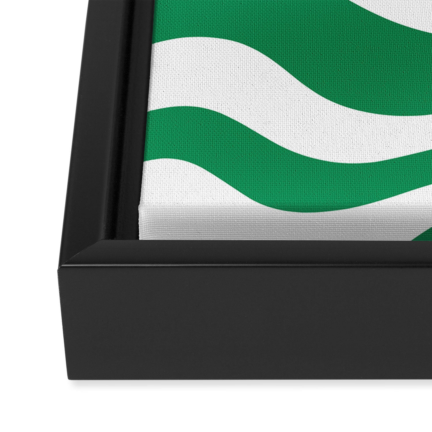 Green and White Retro Modern Liquid Swirl Abstract Pattern Framed Canvas Print Gallery Image 3