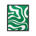 Green and White Retro Modern Liquid Swirl Abstract Pattern Framed Canvas Print Gallery Image 8