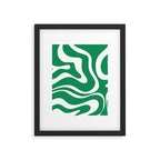 Green and White Retro Modern Liquid Swirl Abstract Pattern Framed Art Print Gallery Image 6