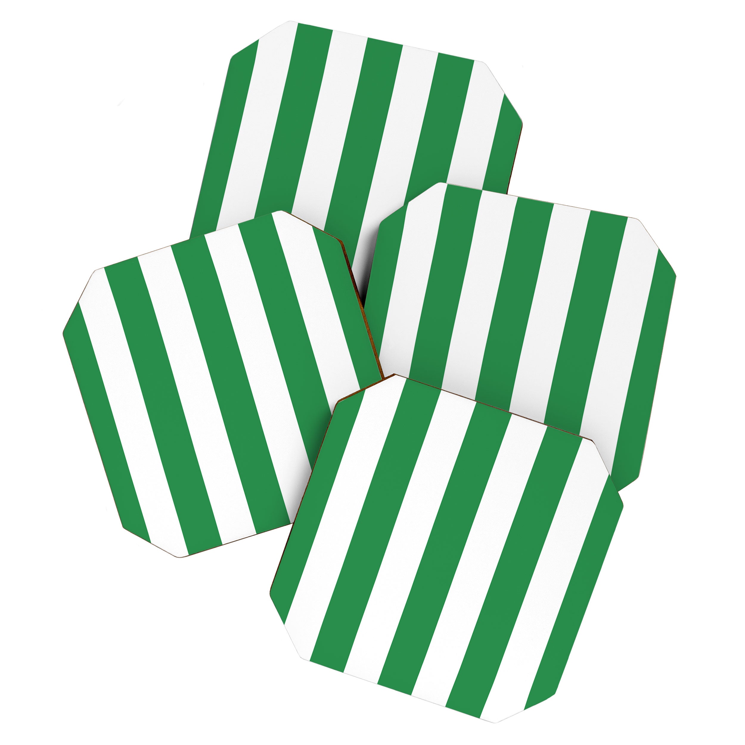 Green and White Stripe Pattern Coaster Gallery Image 1