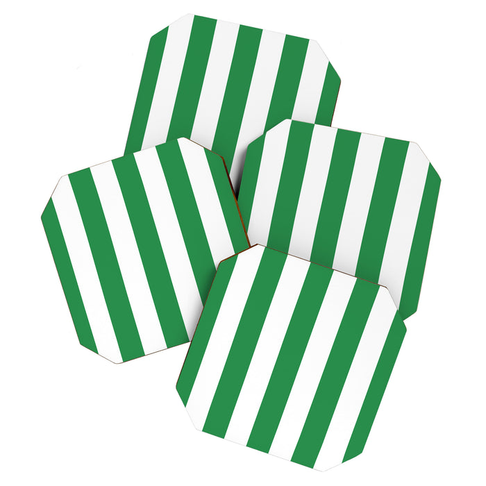 Green and White Stripe Pattern Coaster Gallery Image 1