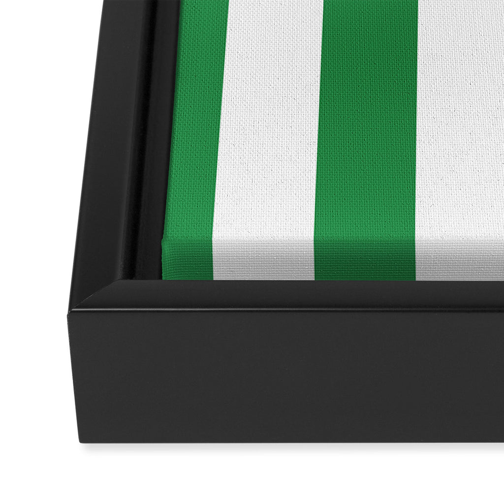 Green and White Stripe Pattern Framed Canvas Print Gallery Image 3